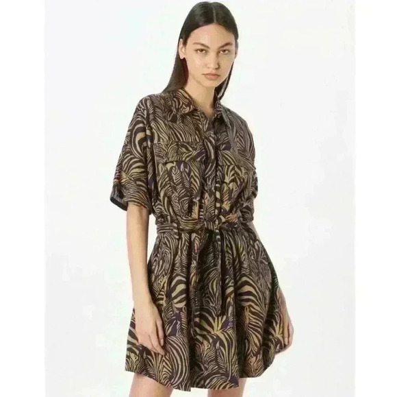 NWT BANANA REPUBLIC Linen Utility Dress Zebra Print